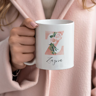 Floral Watercolor Initial Mug - Z