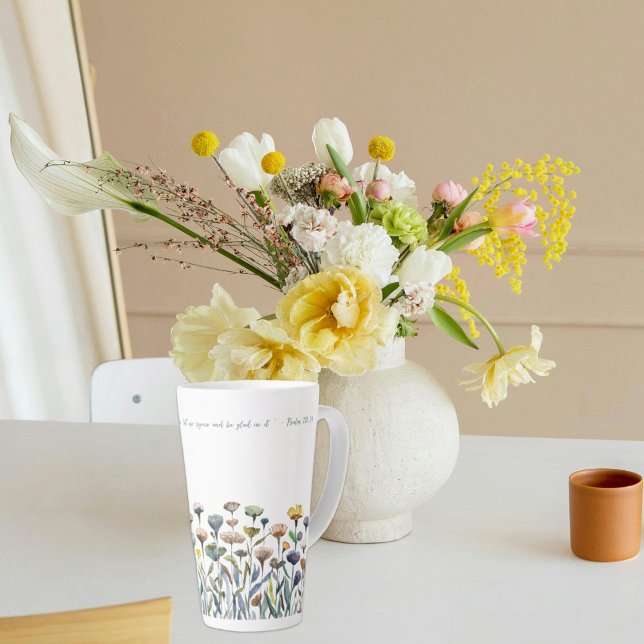 Floral Watercolor Inspirational Quote Scripture  Latte Mug (Creator Uploaded)