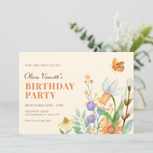 Floral watercolor invitation