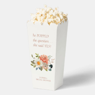 Floral Watercolor & Ivory Couple Popcorn  Favour Box
