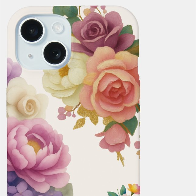 Floral Watercolor Ivory iPhone15 Case (Creator Uploaded)