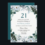 Floral Watercolor Jade Green 21st Birthday Invite<br><div class="desc">Jade Green watercolor Floral 21st Birthday Invite
Matching collection in Niche and Nest store.
elegant painted watercolor botanical floral design.</div>