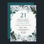 Floral Watercolor Jade Green 21st Birthday Invite<br><div class="desc">Jade Green watercolor Floral 21st Birthday Invite
Matching collection in Niche and Nest store.
elegant painted watercolor botanical floral design.</div>