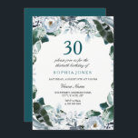 Floral Watercolor Jade Green 30th Birthday Invite<br><div class="desc">Jade Green watercolor Floral 30th Birthday Invite
Matching collection in Niche and Nest store.
elegant painted watercolor botanical floral design.</div>