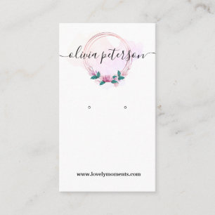 Floral watercolor jewellery earring display card