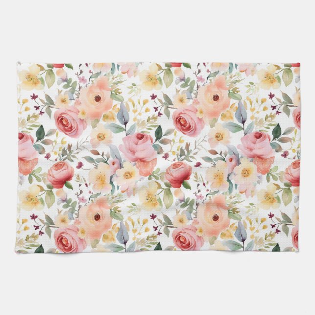 Floral Watercolor Kitchen Towels (Horizontal)