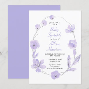 Floral Watercolor Lavender Baby Sprinkle Invitation