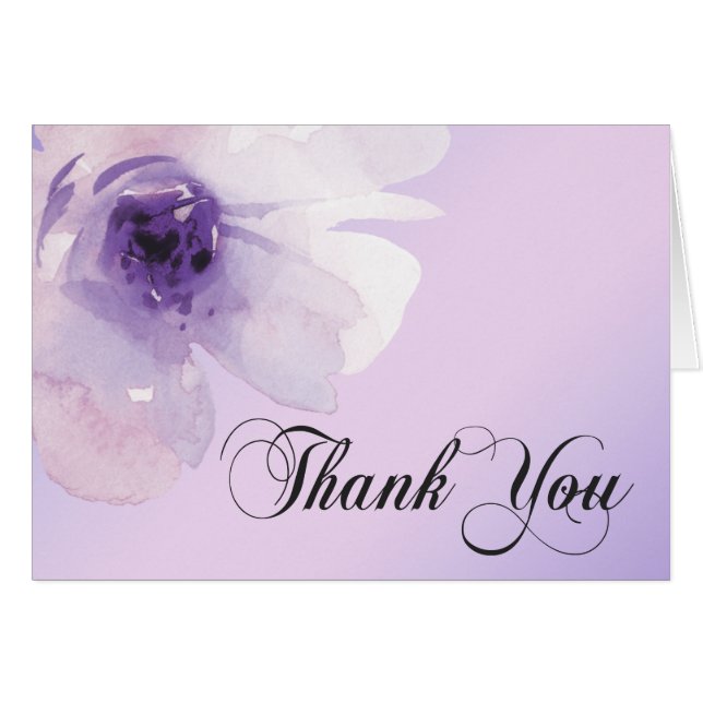 Floral Watercolor Lavender Purple Thank You (Front Horizontal)