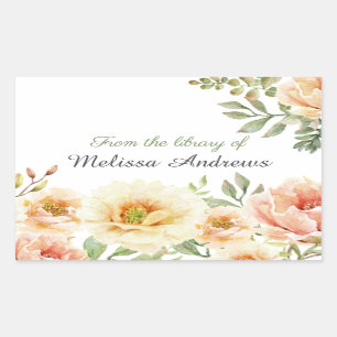 Floral Watercolor Library Of Name Book Stickers