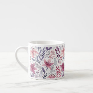 Floral Watercolor Lilies Pink Espresso Cup