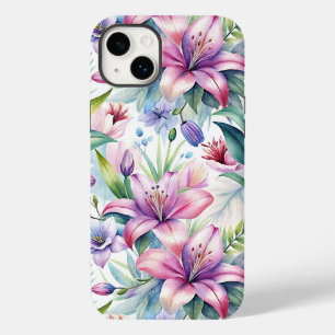 Floral Watercolor Lilies Pink purple Case-Mate iPhone 14 Plus Case