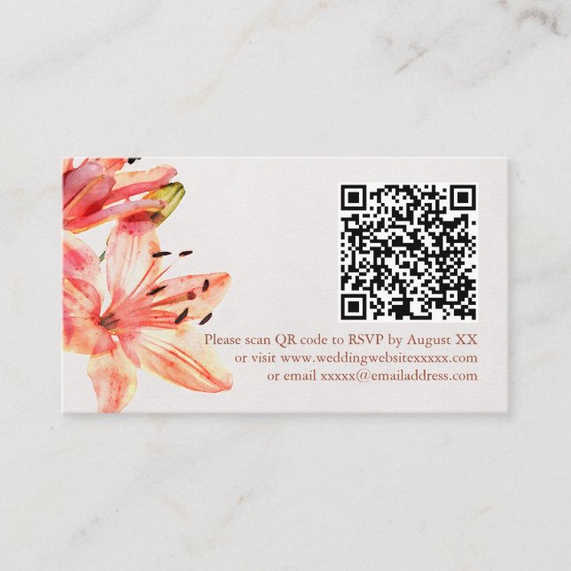 Floral Watercolor Lillies Terracotta Enclosure Card (Front)