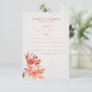 Floral Watercolor Lillies Terracotta Enclosure Card