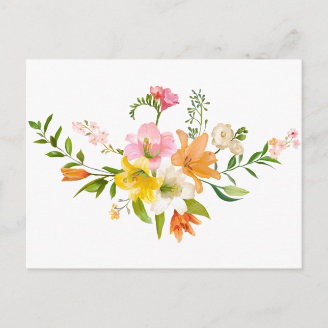 Floral Watercolor Lily Flowers Hello, Thank You Postcard (Front)