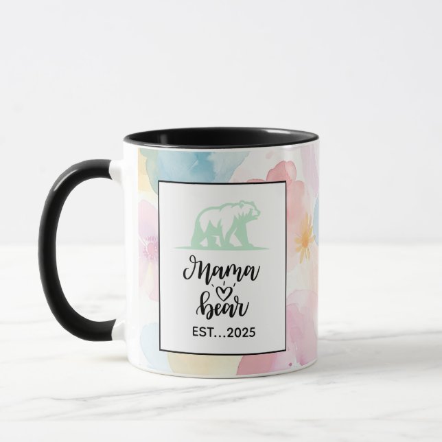 Floral Watercolor Mama Bear Mug Art (Left)