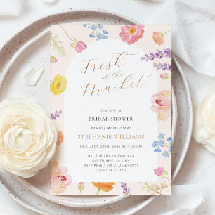 Floral Watercolor Market Bridal Shower Invitation