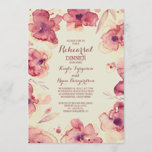 Floral Watercolor Maroon Vintage Rehearsal Dinner Invitation