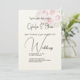Floral watercolor Modern Typography wedding Invitation