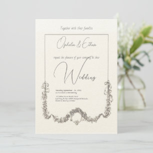 Floral watercolor Modern Typography wedding Invitation