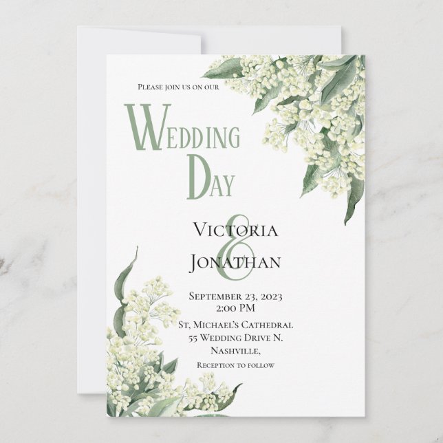 Floral Watercolor Modern Wedding Invitation (Front)