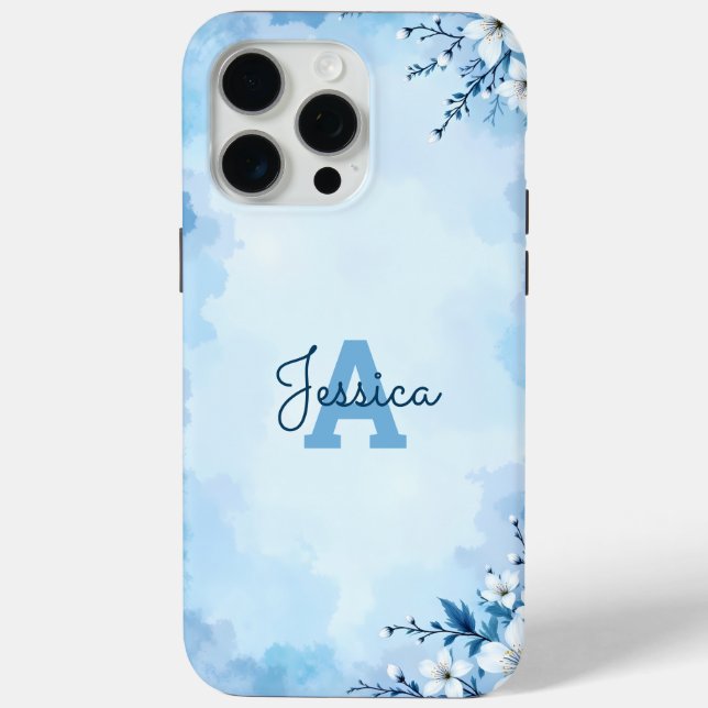 Floral Watercolor Monogram Personalised Case-Mate iPhone Case (Back)