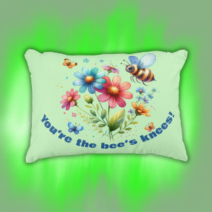 Floral Watercolor Monogram You're the Bee's Knees Decorative Cushion