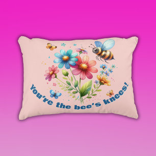 Floral Watercolor Monogram You're the Bee's Knees Decorative Cushion