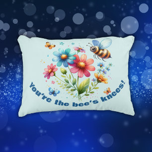 Floral Watercolor Monogram You're the Bee's Knees Decorative Cushion