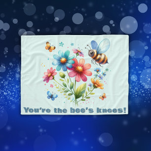 Floral Watercolor Monogram You're the Bee's Knees Fleece Blanket