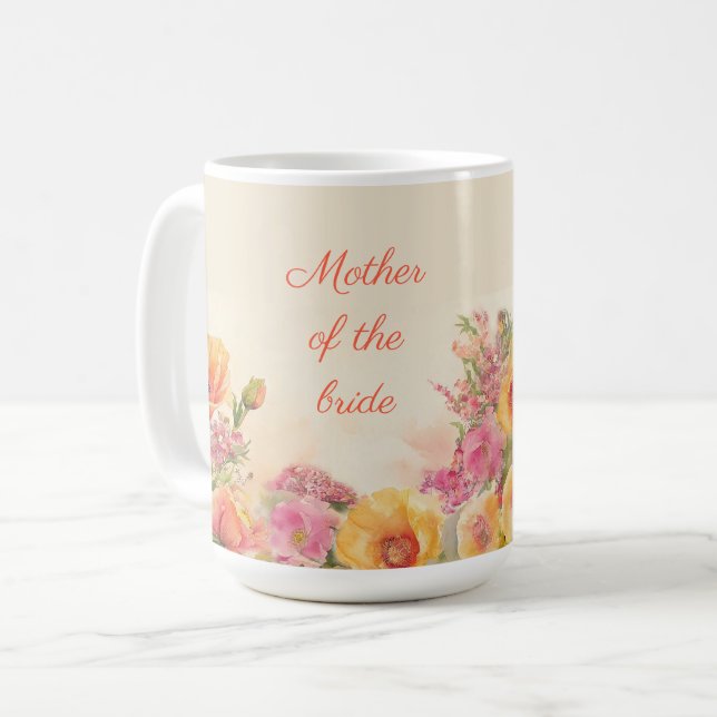 Floral Watercolor Mother of the Bride  Coffee Mug (Front Left)