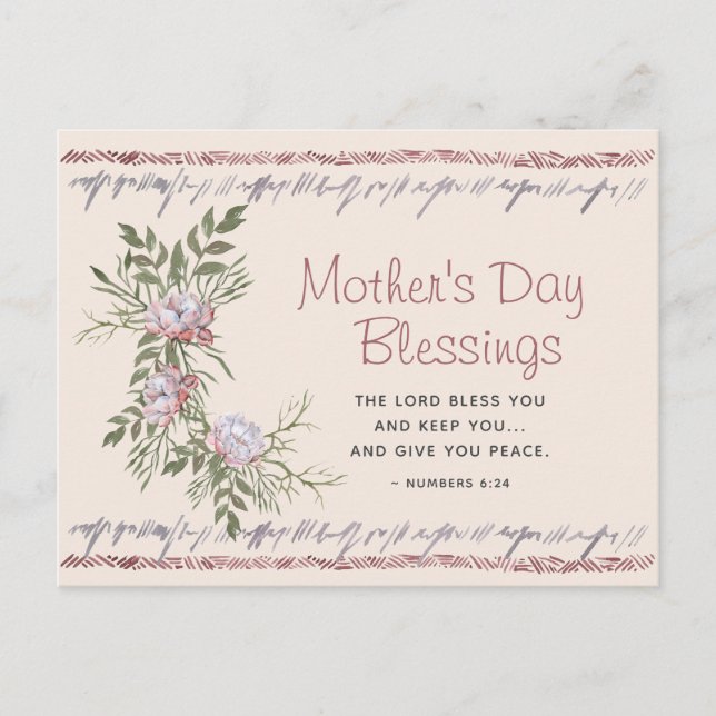 Floral Watercolor Mother's Day Blessings Scripture Postcard (Front)