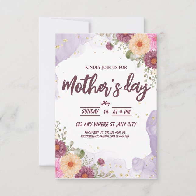 Floral Watercolor Mother's Day  Save The Date (Front)