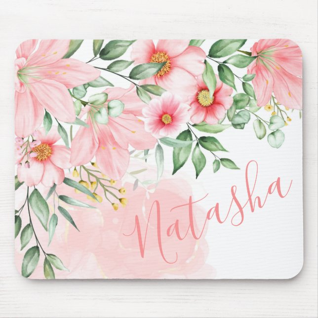 Floral Watercolor  Mouse Mat (Front)