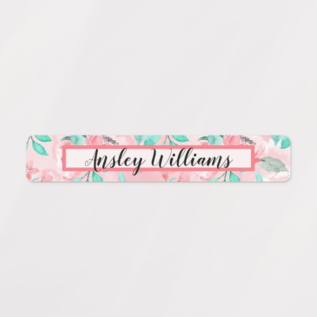 Floral Watercolor Name Labels (Design 1)