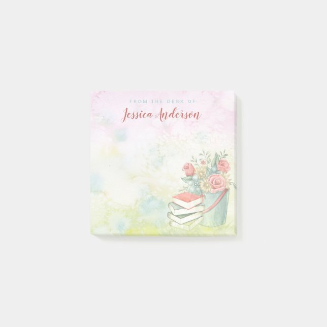 Floral Watercolor Name Post-it Notes (Front)