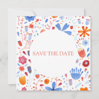 Floral Watercolor Orange Blue