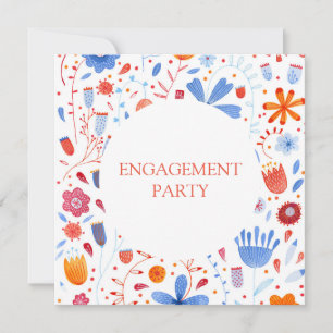 Floral Watercolor Orange Blue Invitation