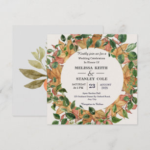 Floral Watercolor Orange Greenery Wedding Invitation