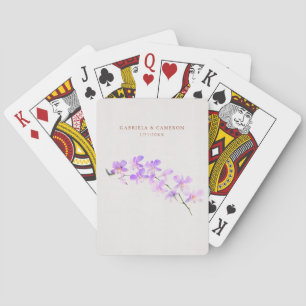 Floral Watercolor Orchids Terracotta Wedding Playing Cards