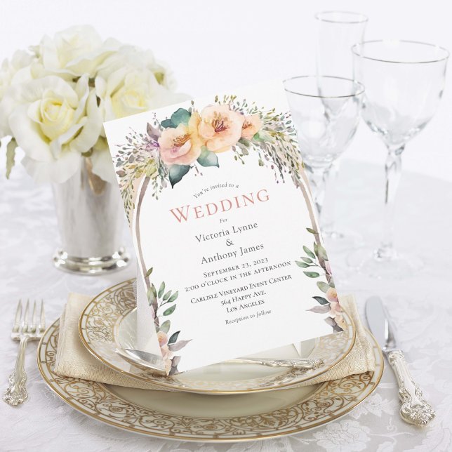 Floral Watercolor Pastel Frame Wedding Invitation (Creator Uploaded)