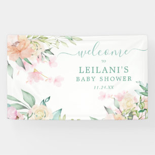 Floral Watercolor Pastel Wreath Oh Baby Welcome Banner