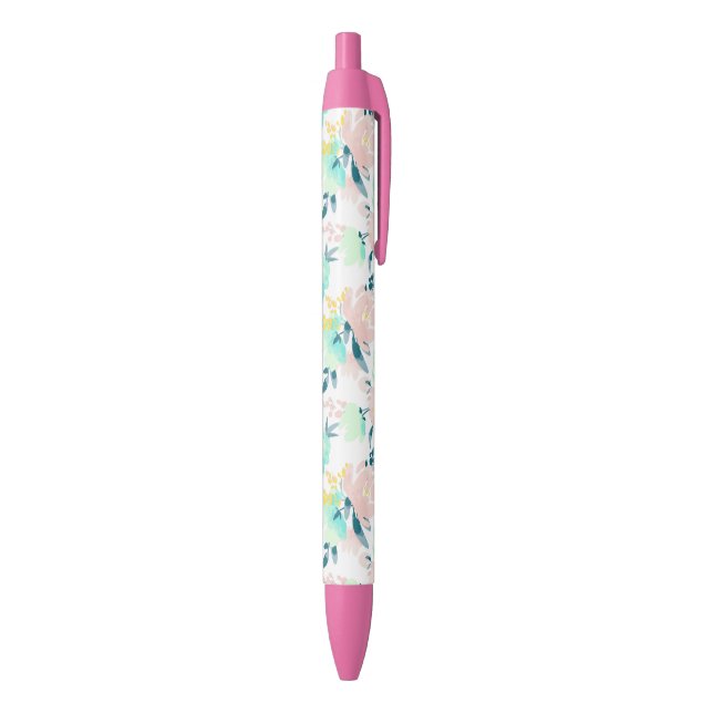 Floral Watercolor Pattern Black Ink Pen (Bottom (Vertical))