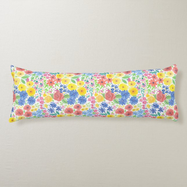 Floral watercolor pattern body cushion (Front)