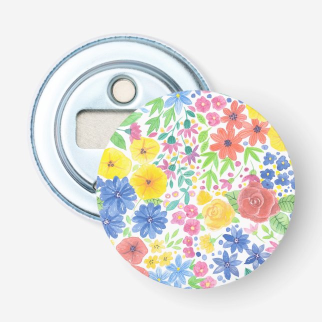 Floral watercolor pattern bottle opener (Front)