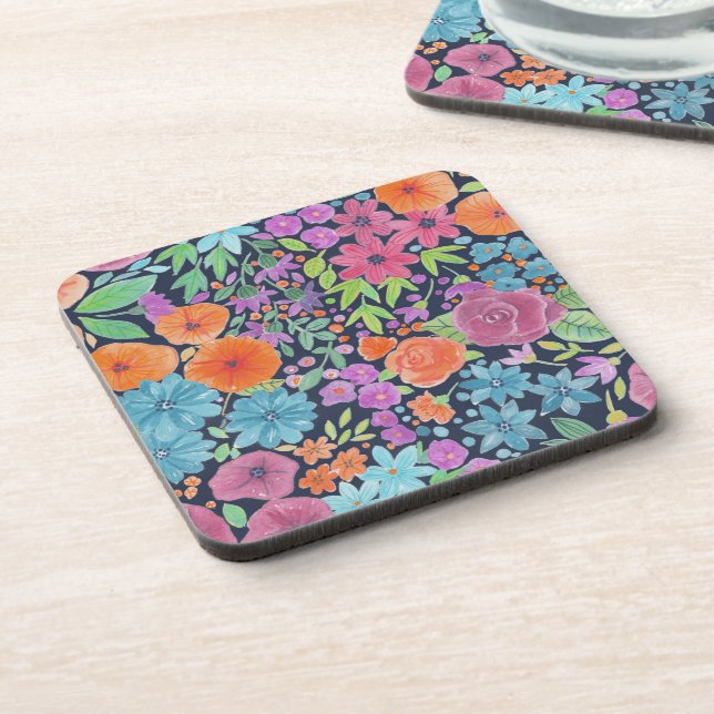 Floral watercolor pattern coaster (Left Side)