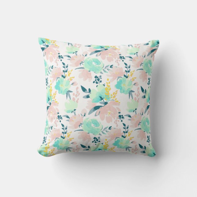 Floral Watercolor Pattern Cushion (Front)