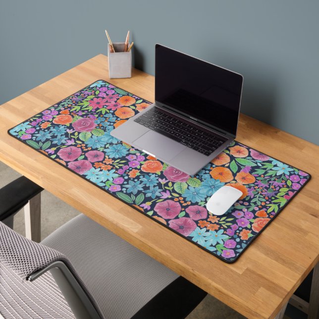 Floral watercolor pattern desk mat (Office 2)