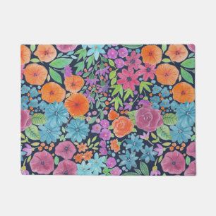 Floral watercolor pattern doormat