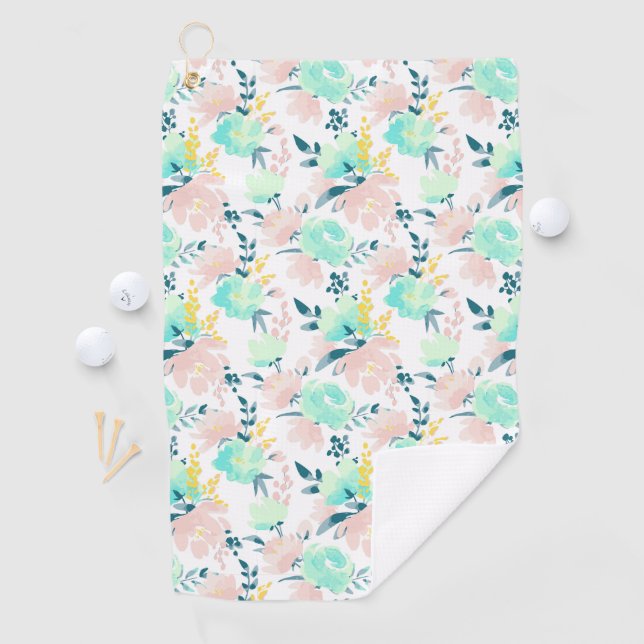 Floral Watercolor Pattern Golf Towel (InSitu)