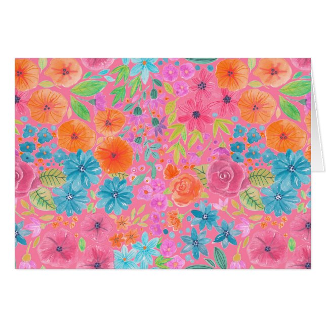 Floral watercolor pattern in pink (Front Horizontal)
